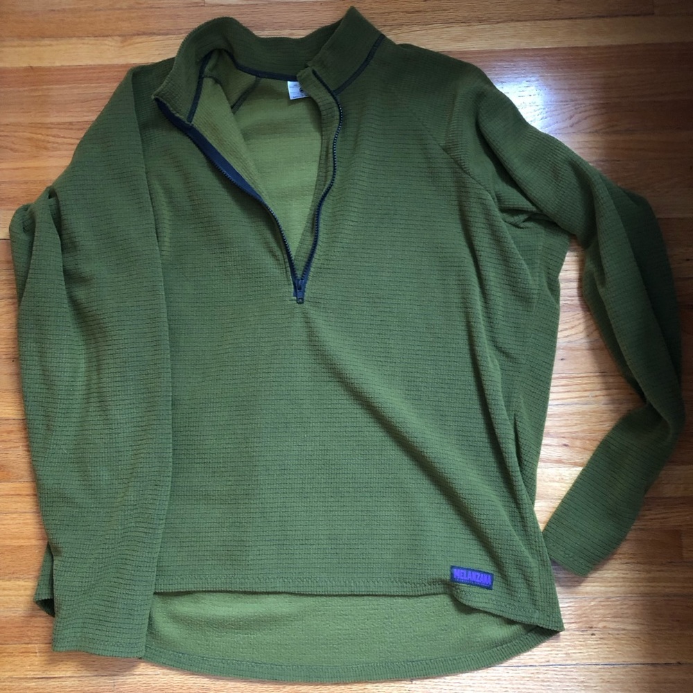 XXL Men’s 1/4 zip down Melly micro grid sweater Melanzana in green